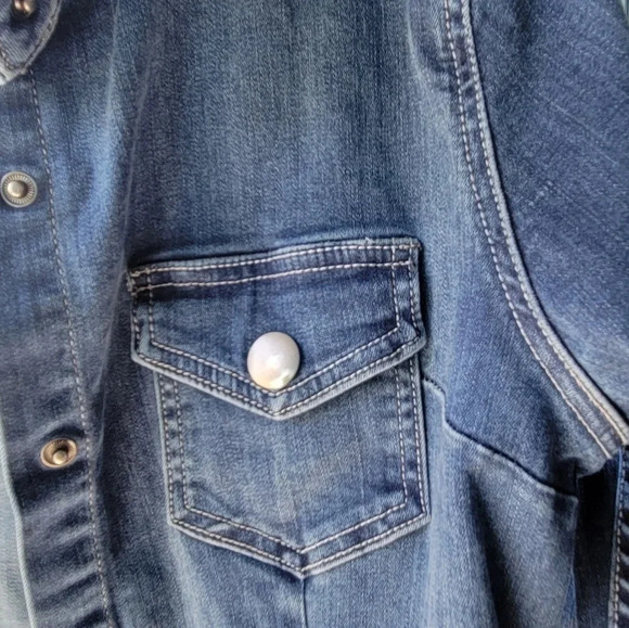 Velvet Heart Snap Long Sleeve Jean Dress  Small - Picture 5 of 16